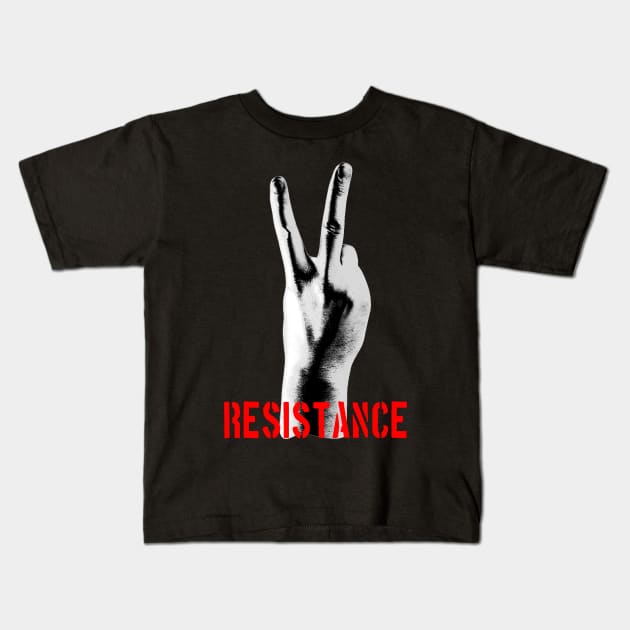 Resistance Two Fingers Kids T-Shirt by artpirate